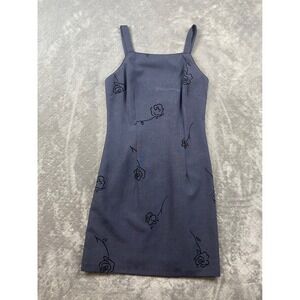 City Triangles Navy Blue Floral Print Square Neck Mini Dress Size S